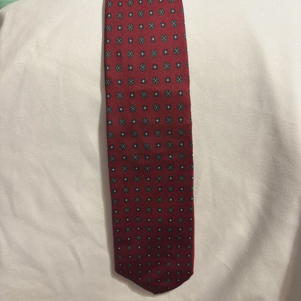 Brooks Brothers Makers All Silk Printed in Italy 56 inches Burgandy blue green